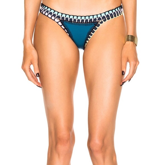 • Kiini • Flor Bikini Bottom Teal Blue Crochet Small Womens Swimwear